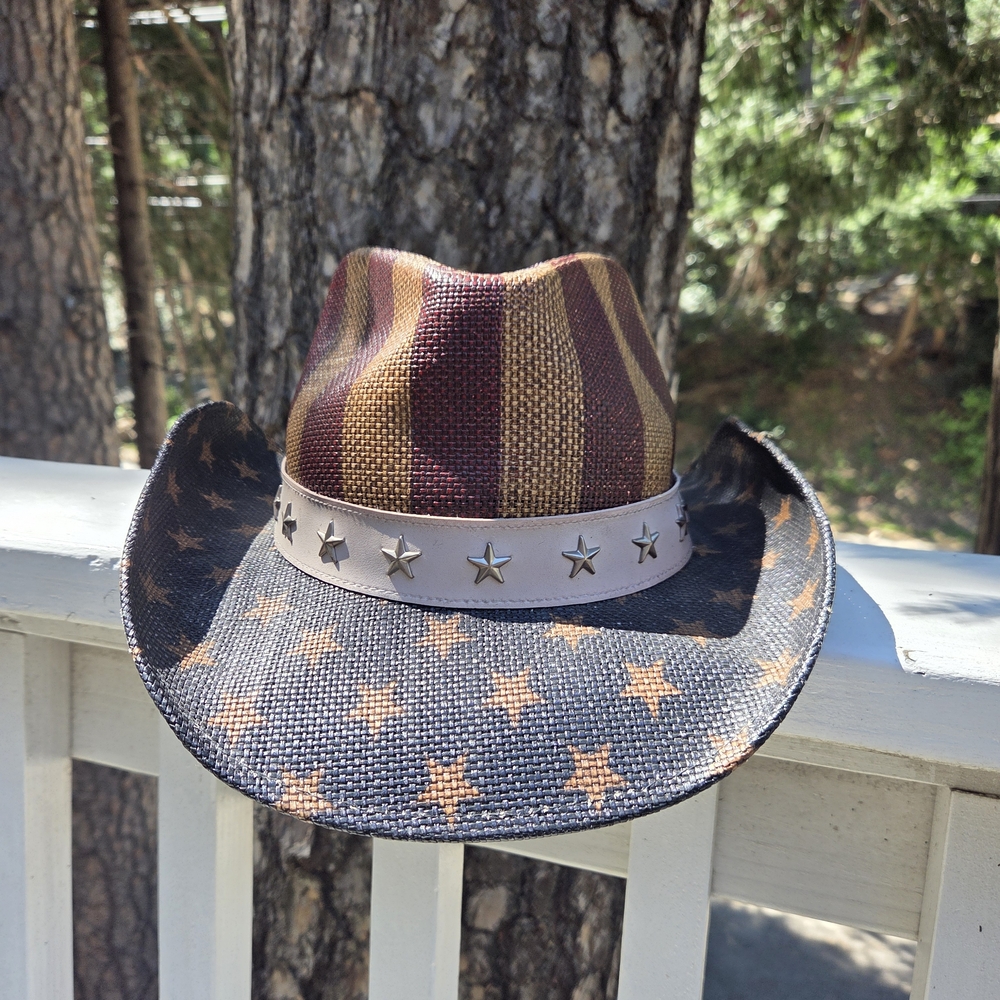 Patriotic American Flag Straw Country Cowboy Hat